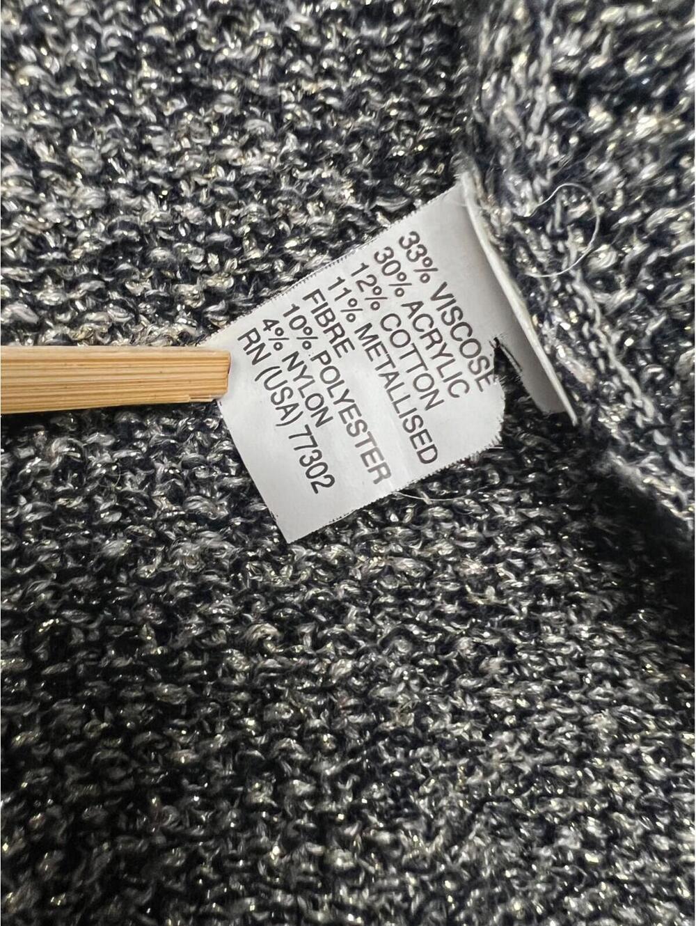 Zara Knit Womens Metallic Distressed Open Front Cardigan Sweater M Chic - Picture 10 of 10